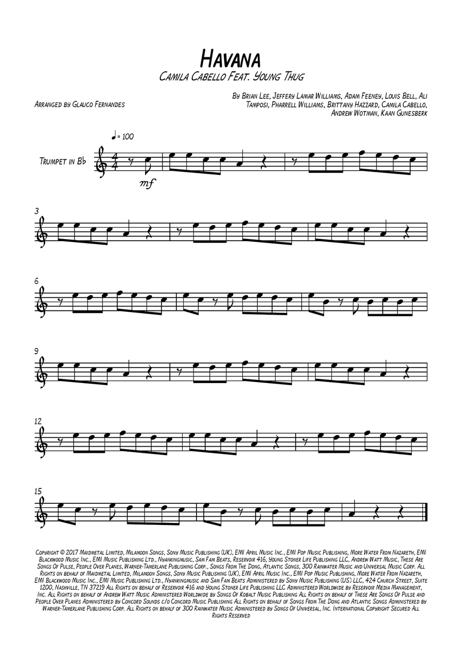 Havana B-Flat Trumpet scores gallery preview page 1