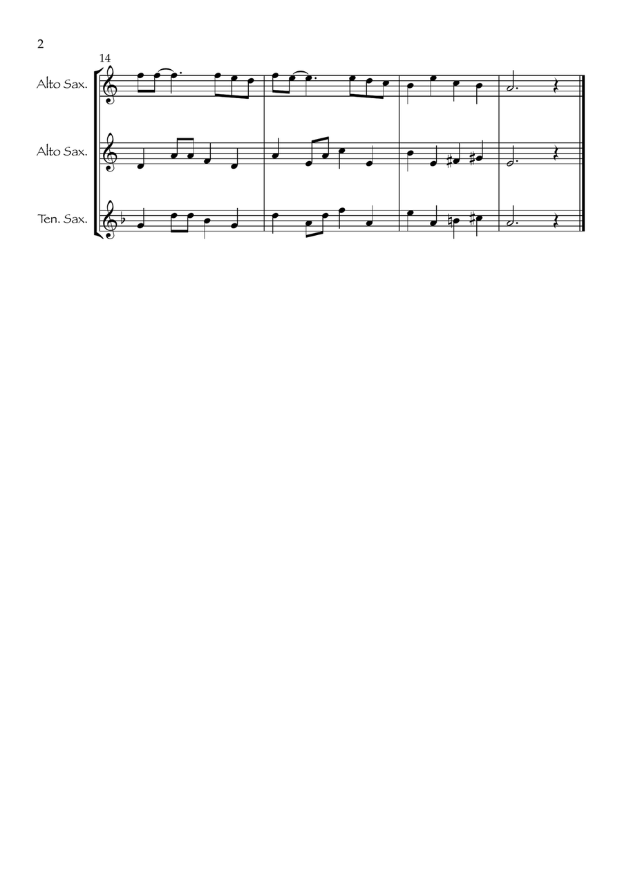 Bella Ciao for 2 saxophones (easy) - with optional tenor part Saxophone Duet scores gallery preview page 3