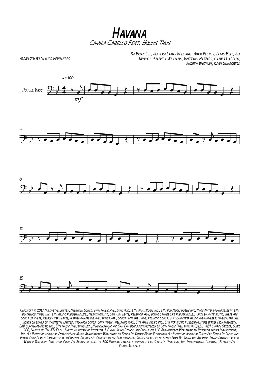 Havana Double Bass scores gallery preview page 1