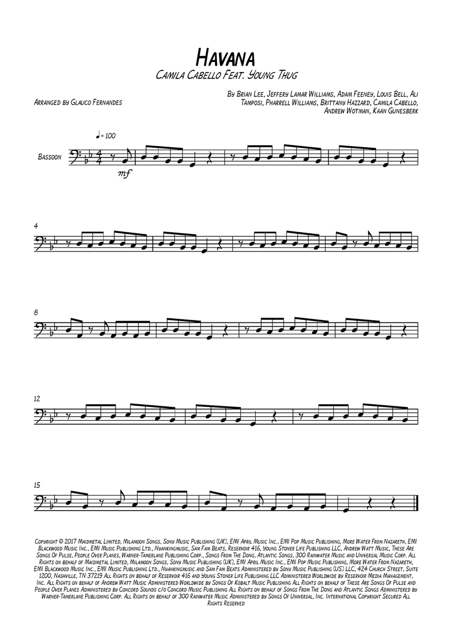 Havana Bassoon Solo scores gallery preview page 1
