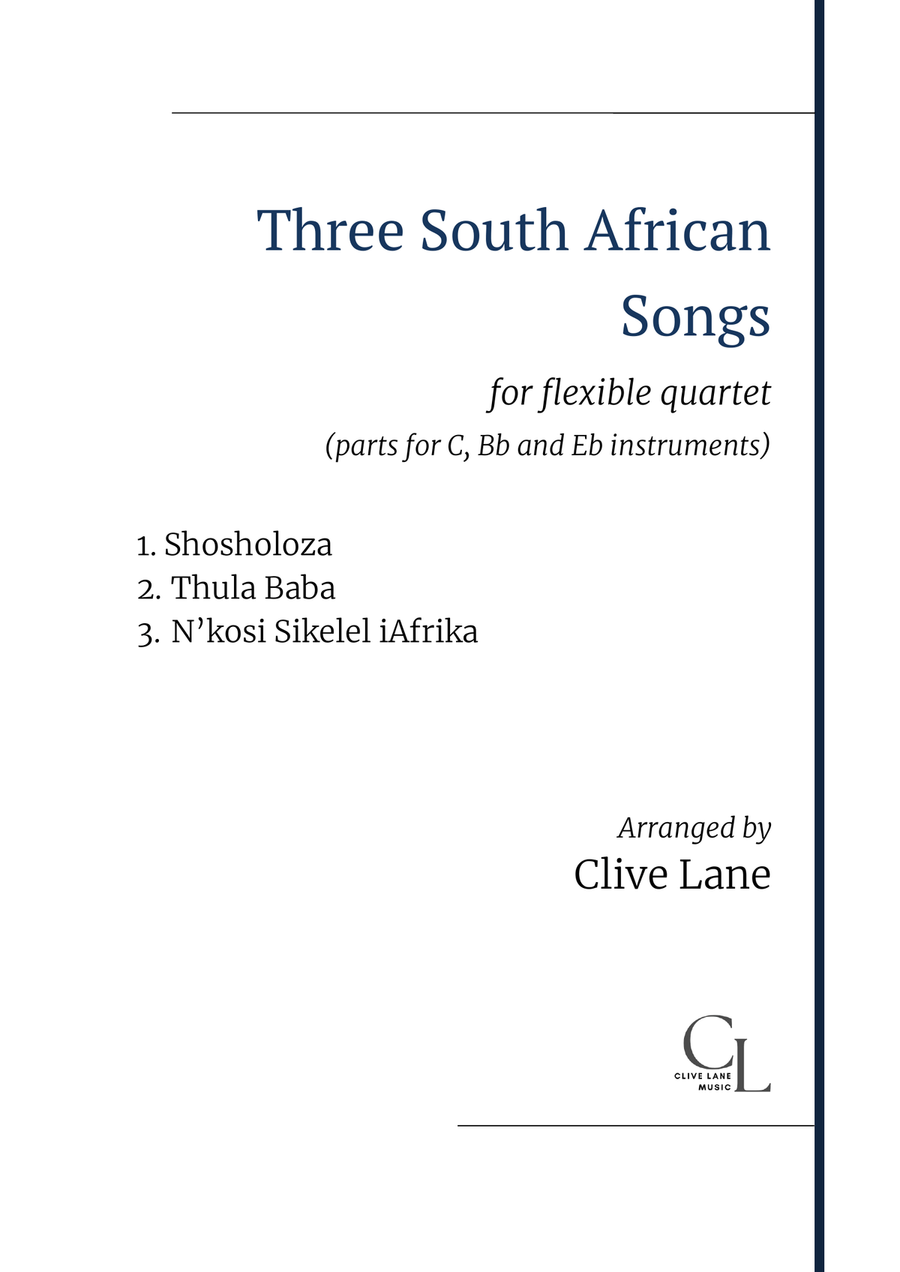 Three South African Songs for flexible quartet Small Ensemble scores gallery preview page 1