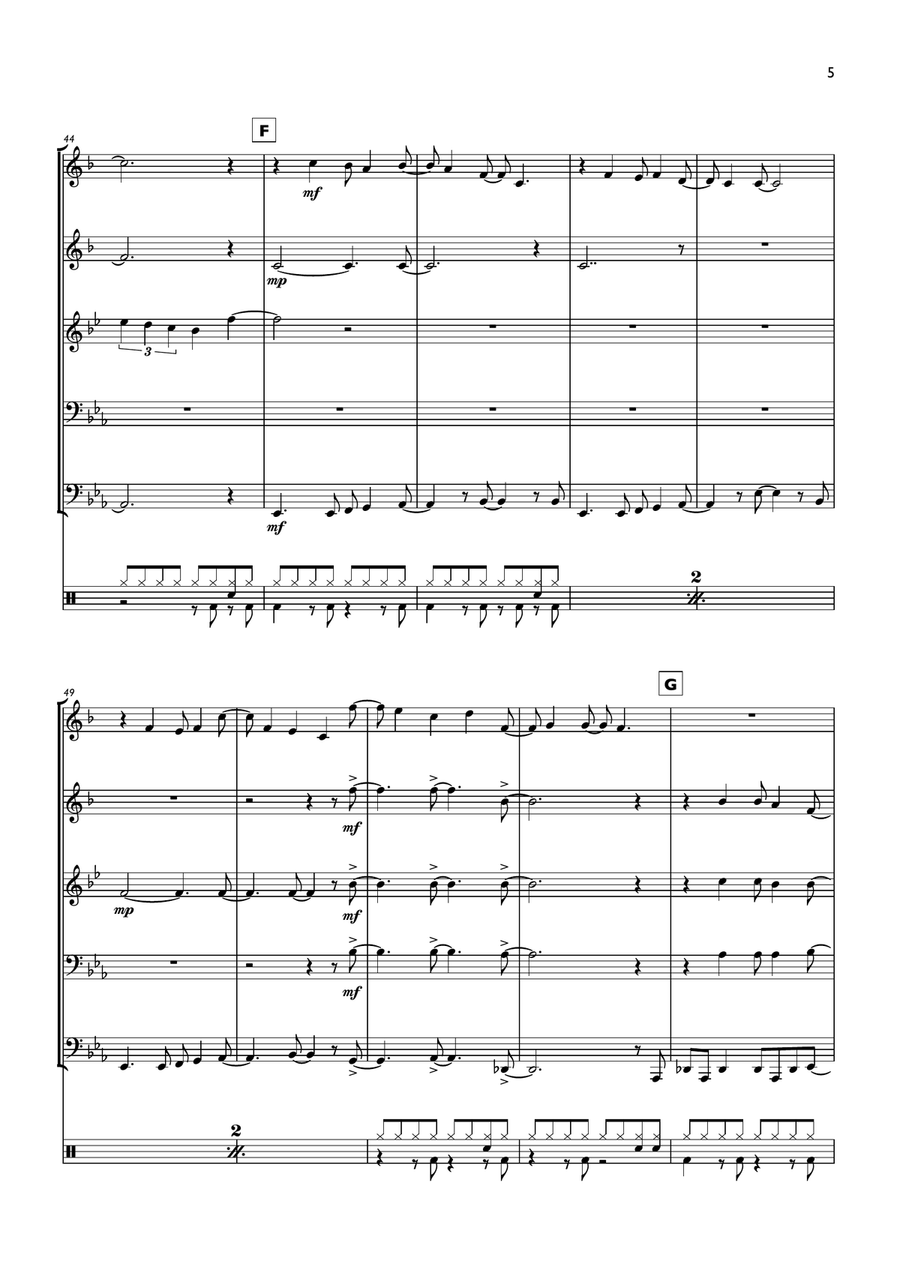 Defying Gravity Defying Gravity Brass Quintet scores gallery preview page 5