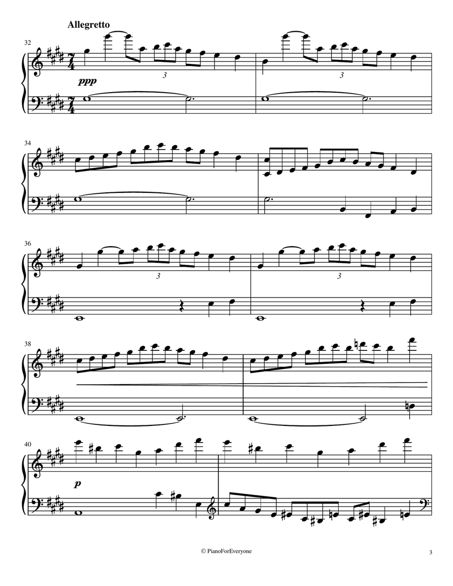 Nocturne - Debussy (Easy Piano) Easy Piano scores gallery preview page 3