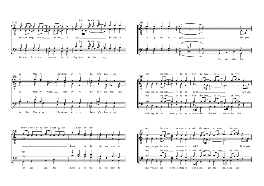 Medley: Merry Xmas Everybody with I Wish It Could Be Christmas Every Day and Lonely This Christmas TTBB scores gallery preview page 2