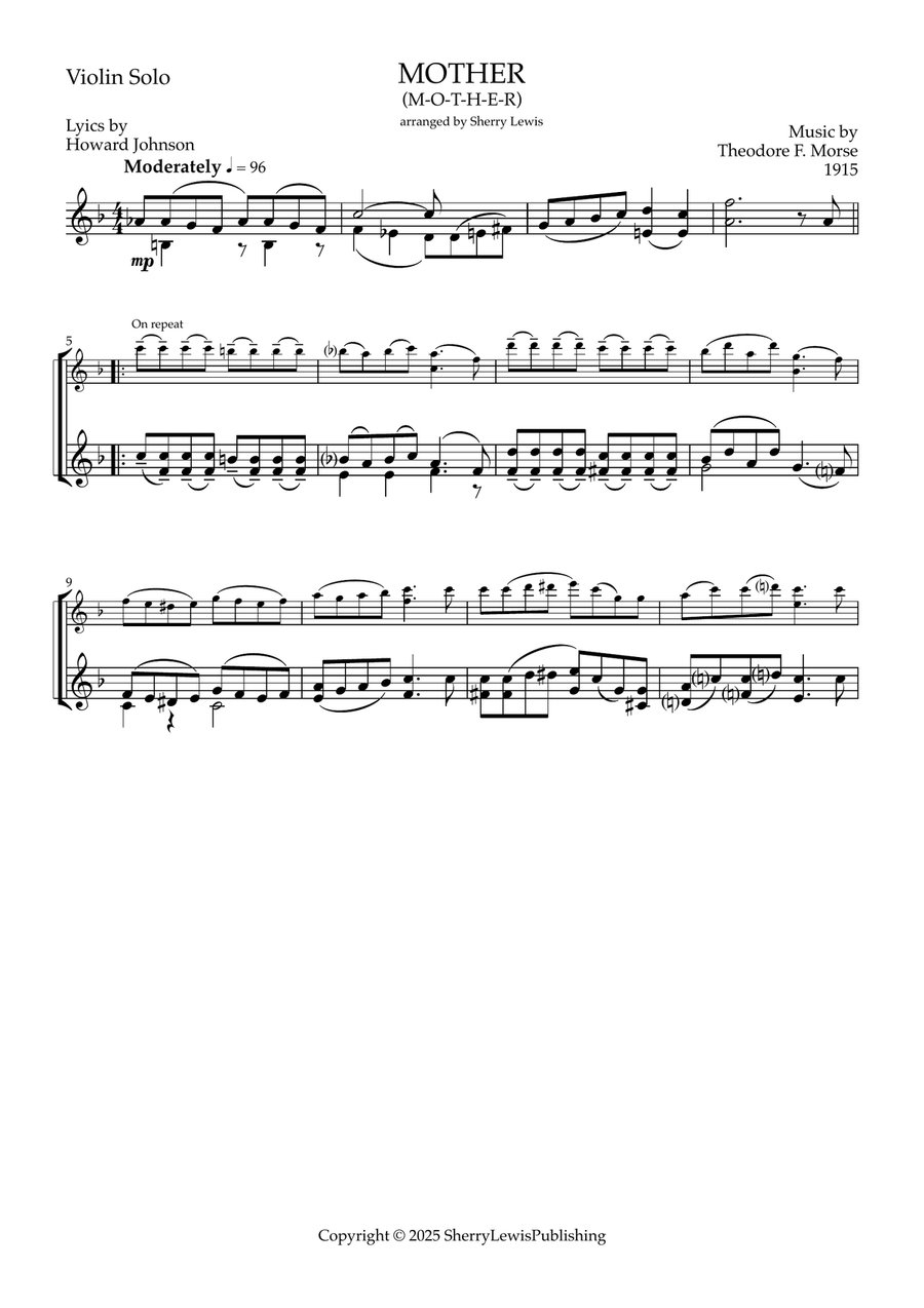 Mother (MOTHER) Mother (MOTHER) Violin Solo scores gallery preview page 1