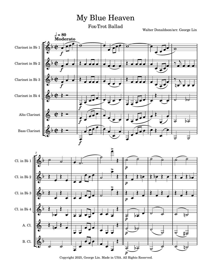 My Blue Heaven My Blue Heaven Woodwind Ensemble scores gallery preview page 1