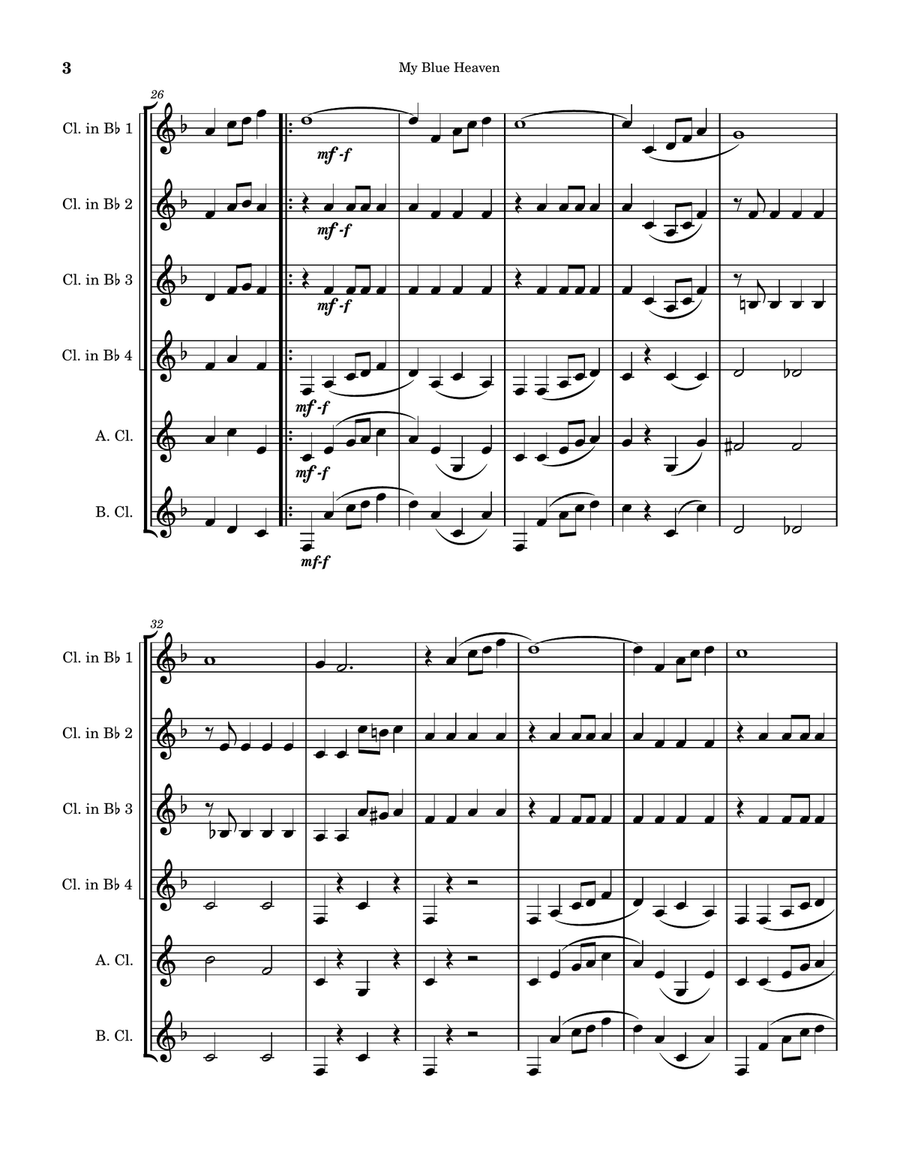 My Blue Heaven My Blue Heaven Woodwind Ensemble scores gallery preview page 3