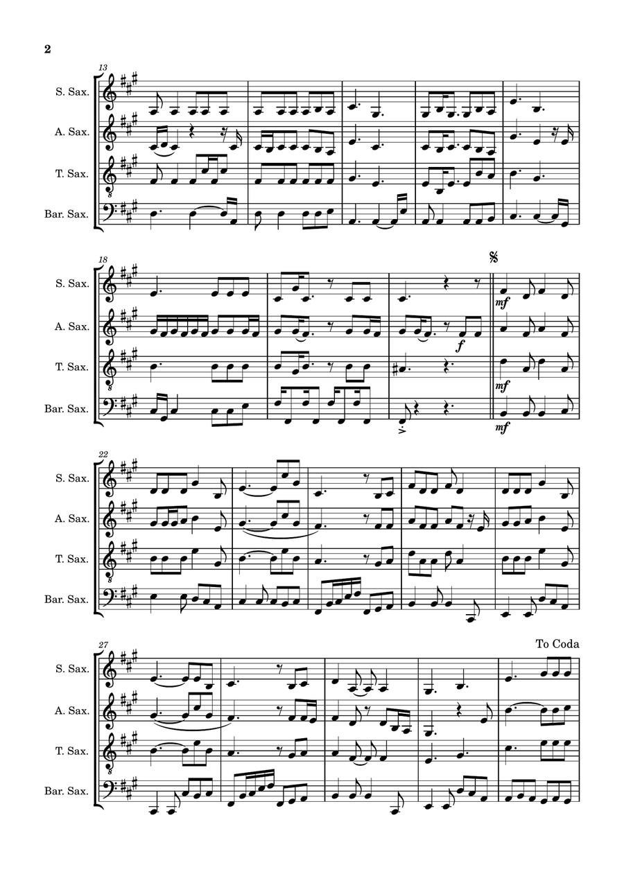 Die With A Smile Die With A Smile Saxophone Quartet scores gallery preview page 2