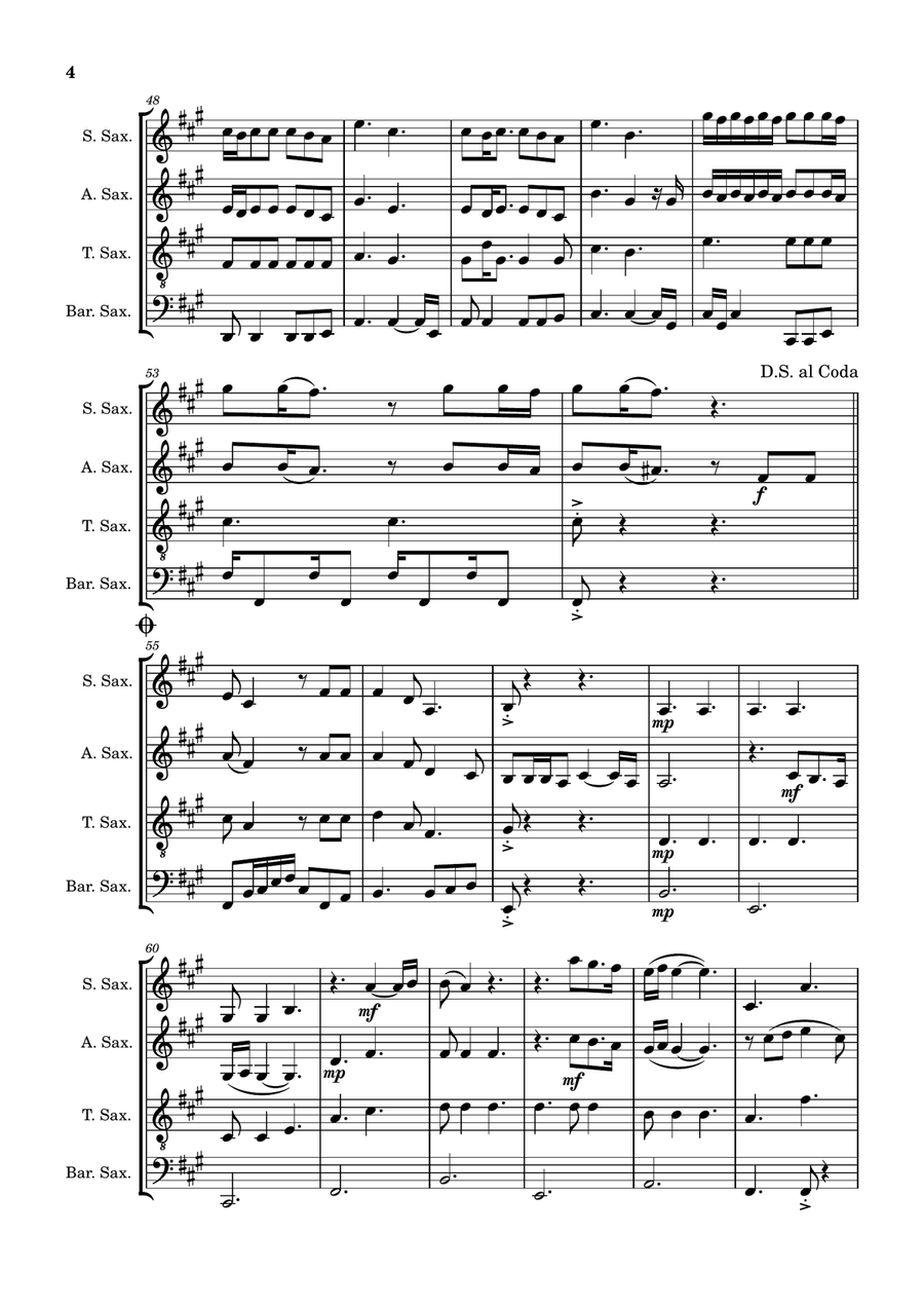 Die With A Smile Die With A Smile Saxophone Quartet scores gallery preview page 4