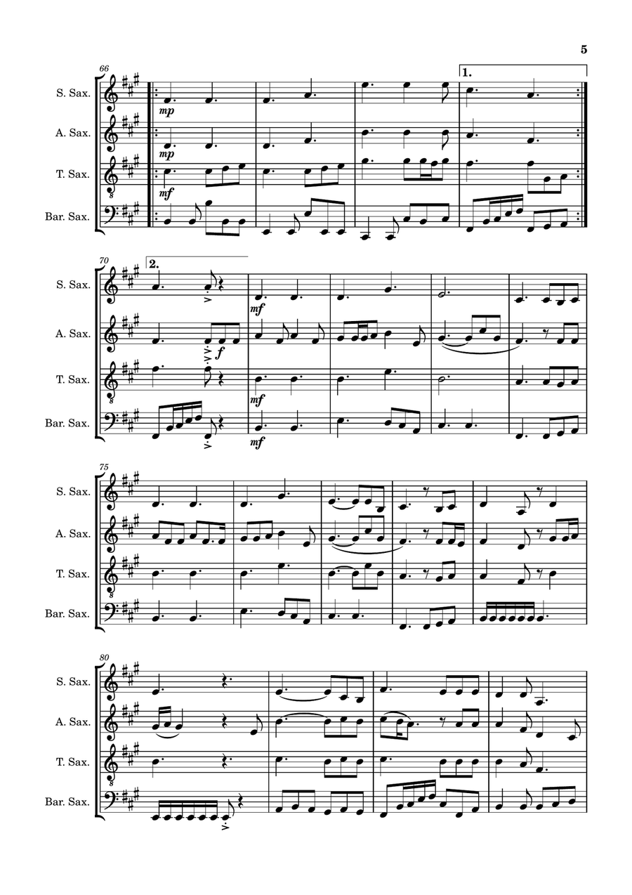 Die With A Smile Die With A Smile Saxophone Quartet scores gallery preview page 5