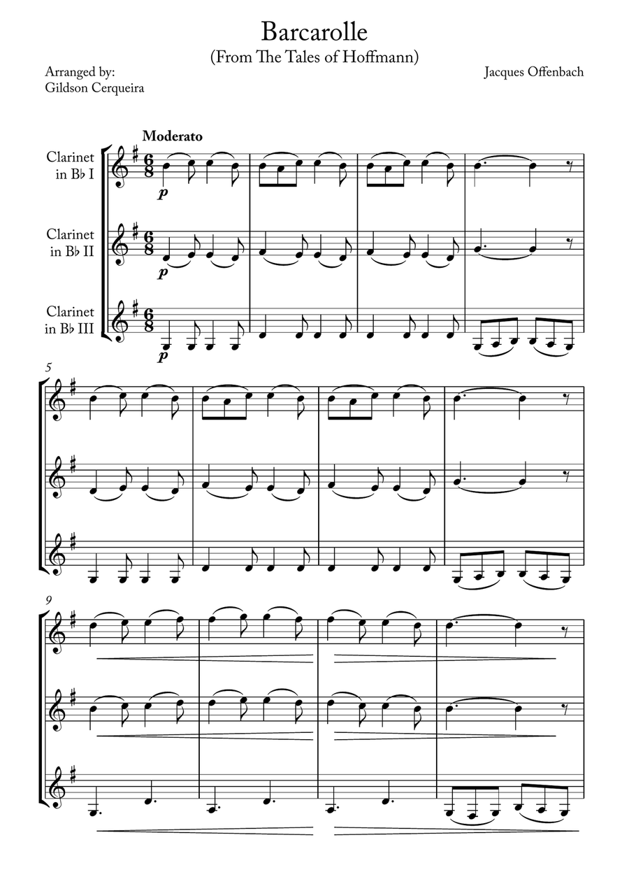 Barcarolle Clarinet Trio scores gallery preview page 1