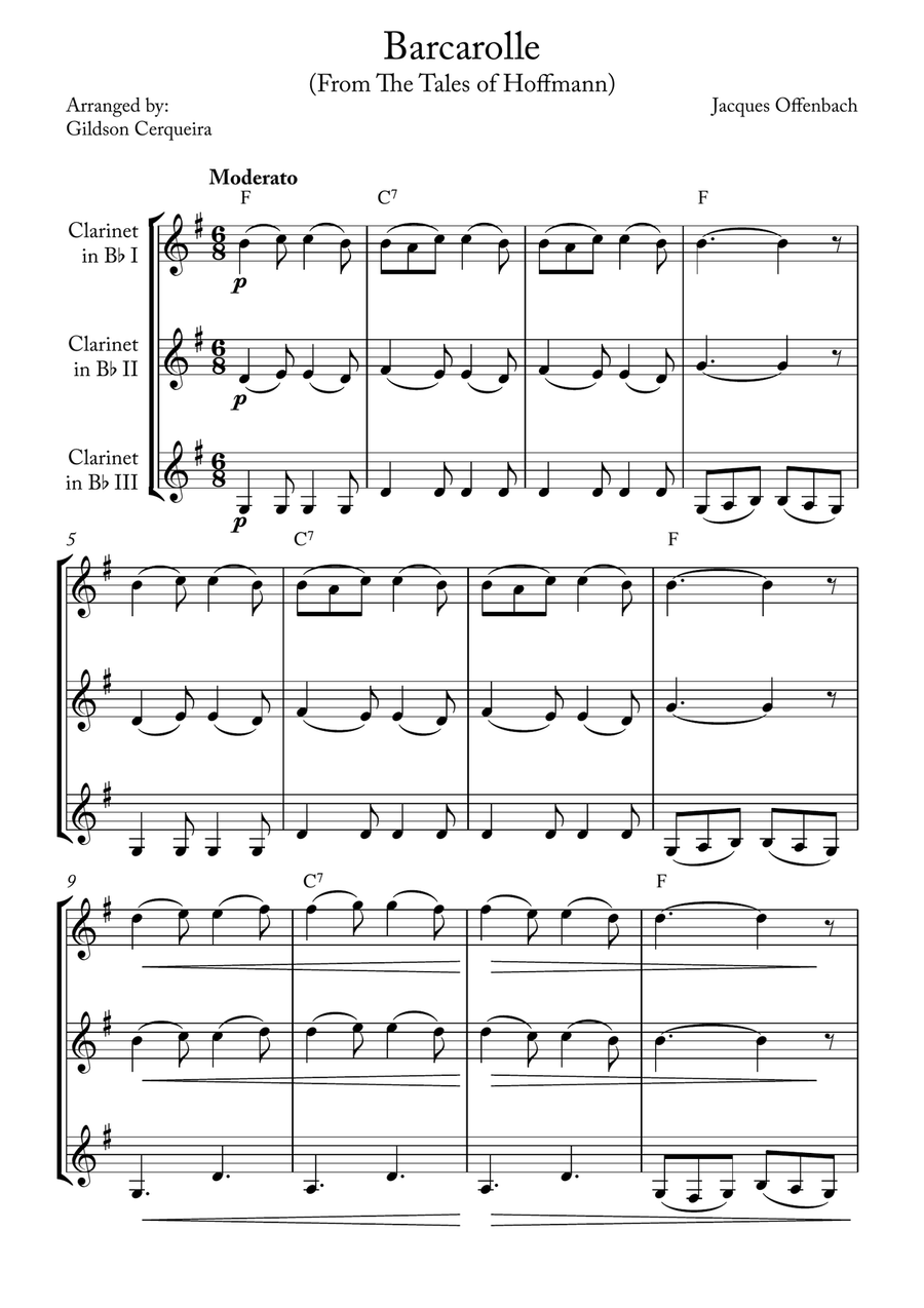 Barcarolle Clarinet Trio scores gallery preview page 1