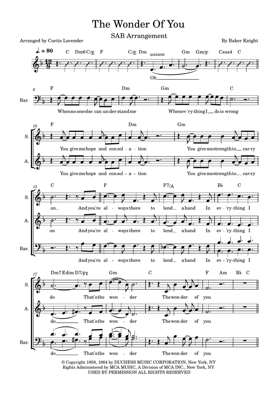The Wonder Of You The Wonder Of You 3-Part scores gallery preview page 1