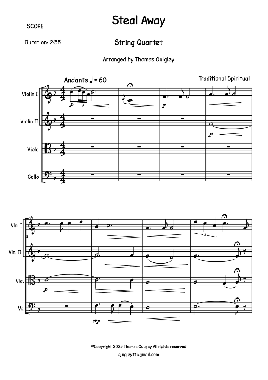 Steal Away Steal Away String Quartet scores gallery preview page 2