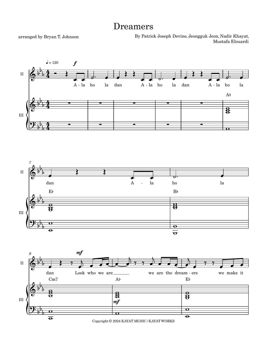 Dreamers Dreamers Unison Choir scores gallery preview page 1