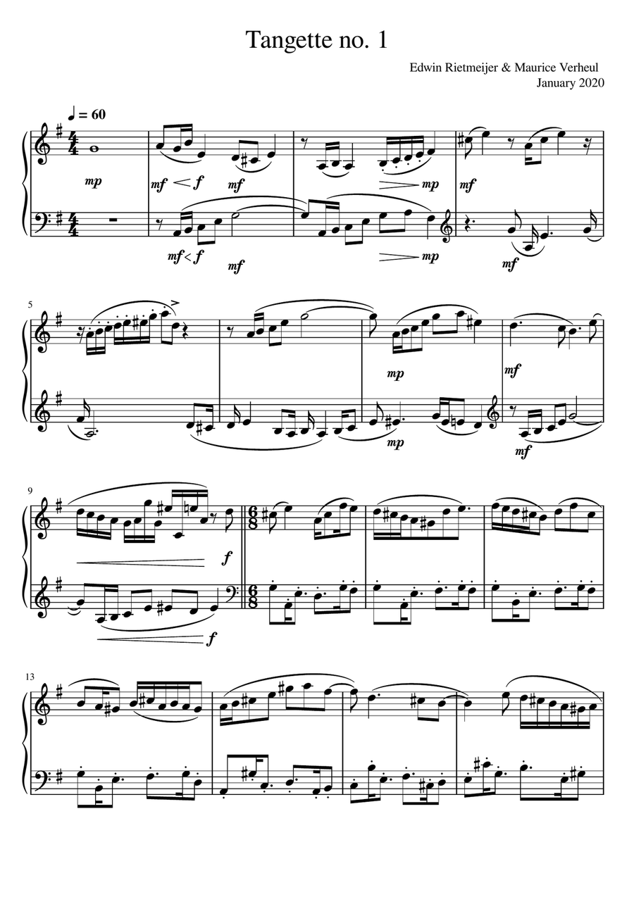 Tangette no. 1 Tangette no. 1 Piano Solo scores gallery preview page 1