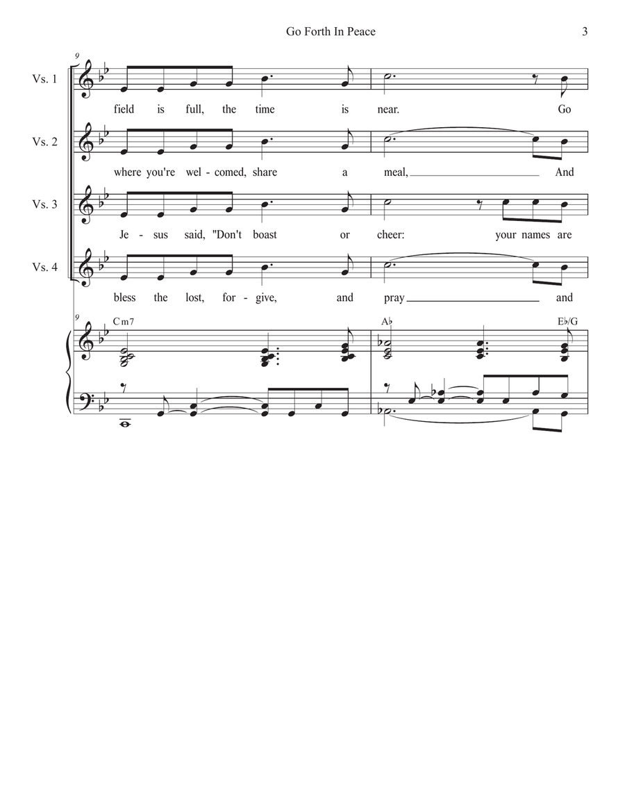 Go Forth In Peace (Unison choir - (High Key) Unison Choir scores gallery preview page 3