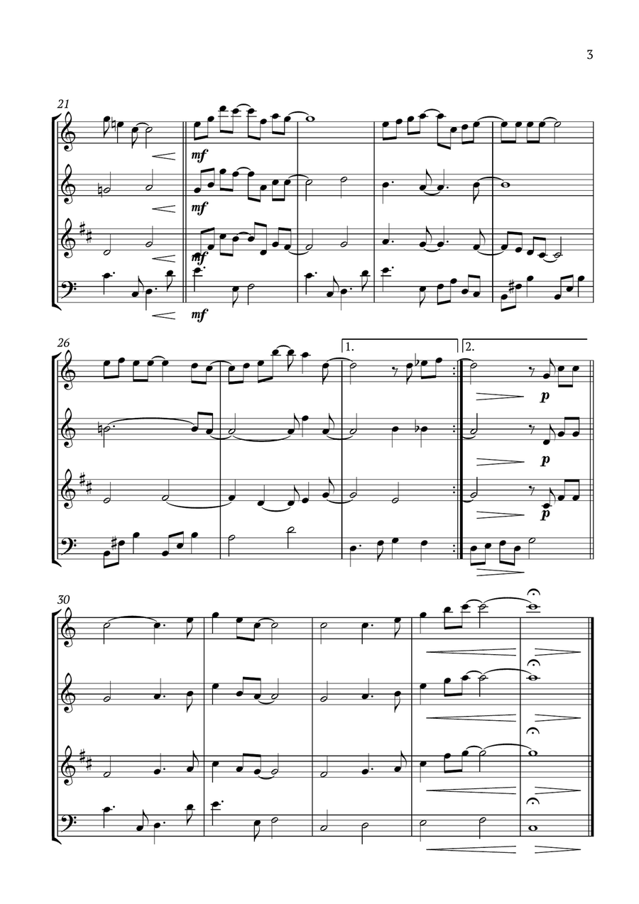 Here, There And Everywhere Woodwind Quartet scores gallery preview page 3