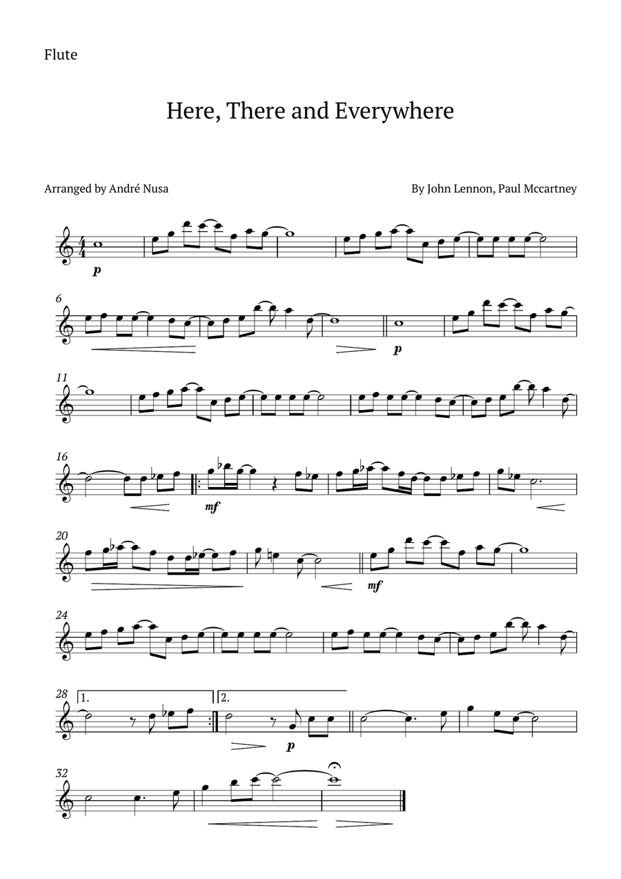 Here, There And Everywhere Woodwind Quartet scores gallery preview page 4