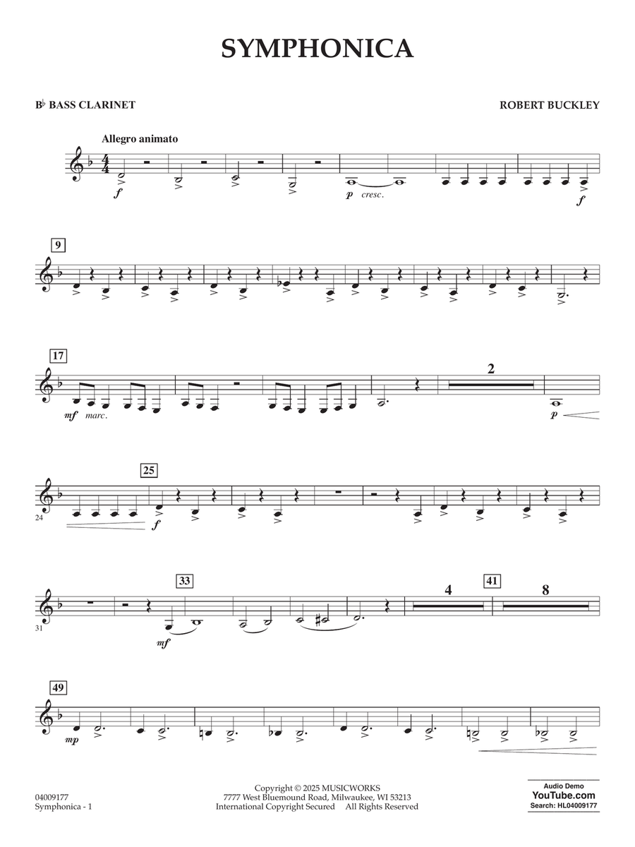 Symphonica - Bb Bass Clarinet Concert Band scores gallery preview page 1
