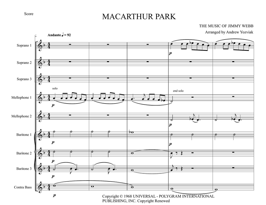 Macarthur Park - Score Only Brass Ensemble scores gallery preview page 1