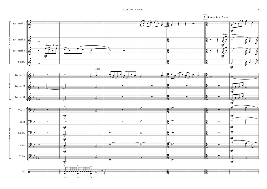 Main Title - Apollo 13 Main Title - Apollo 13 Baritone Horn TC scores gallery preview page 3