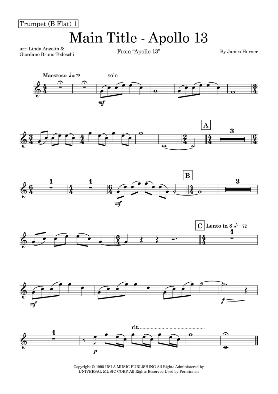 Main Title - Apollo 13 Main Title - Apollo 13 Baritone Horn TC scores gallery preview page 5