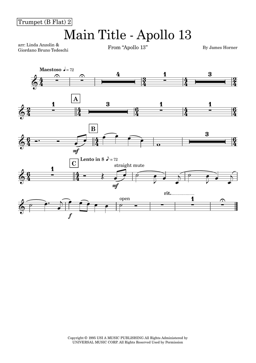 Main Title - Apollo 13 Main Title - Apollo 13 Baritone Horn TC scores gallery preview page 6