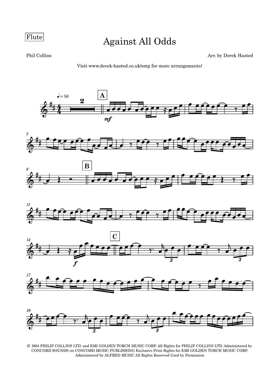 Against All Odds (Take A Look At Me Now) Flute scores gallery preview page 4