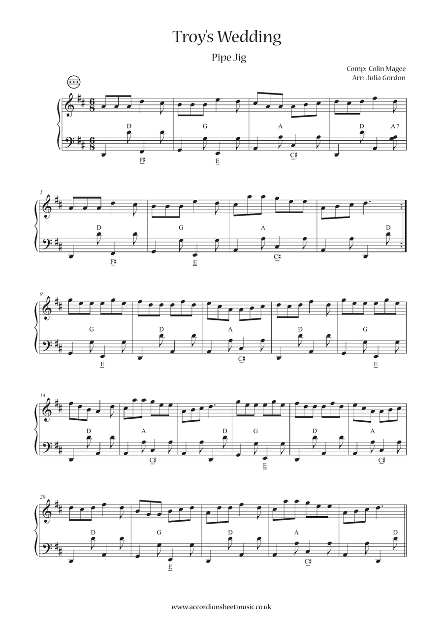 Troy's Wedding Troy's Wedding Accordion scores gallery preview page 1