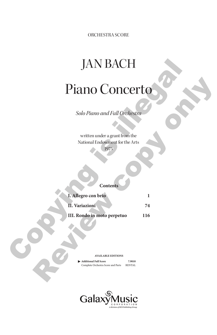 Piano Concerto Piano Concerto Full Orchestra scores gallery preview page 2