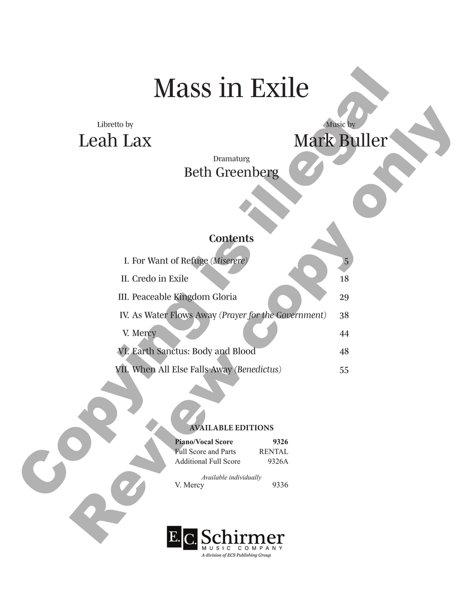 Mass in Exile (Choral Score) Divisi scores gallery preview page 2