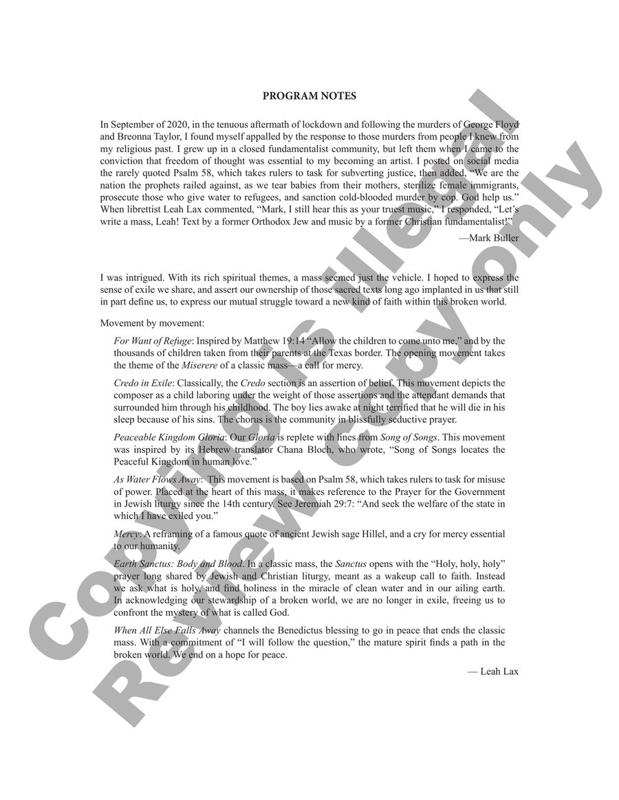 Mass in Exile (Choral Score) Divisi scores gallery preview page 3