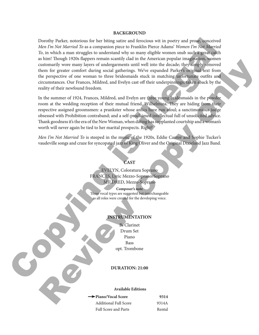 Men I'm Not Married To (Piano/Vocal Score) B-Flat Clarinet scores gallery preview page 3
