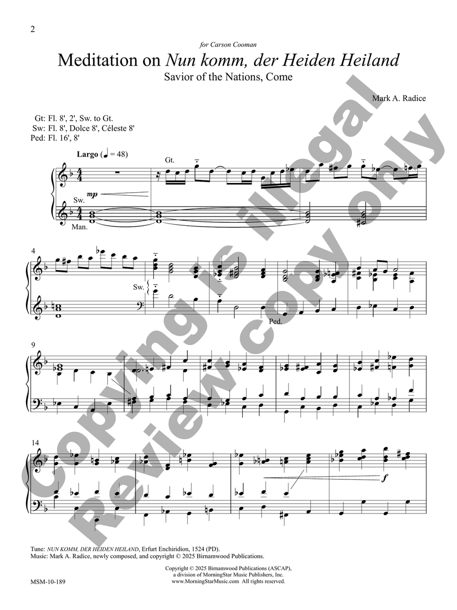 Savior of the Nations, Come Organ scores gallery preview page 3