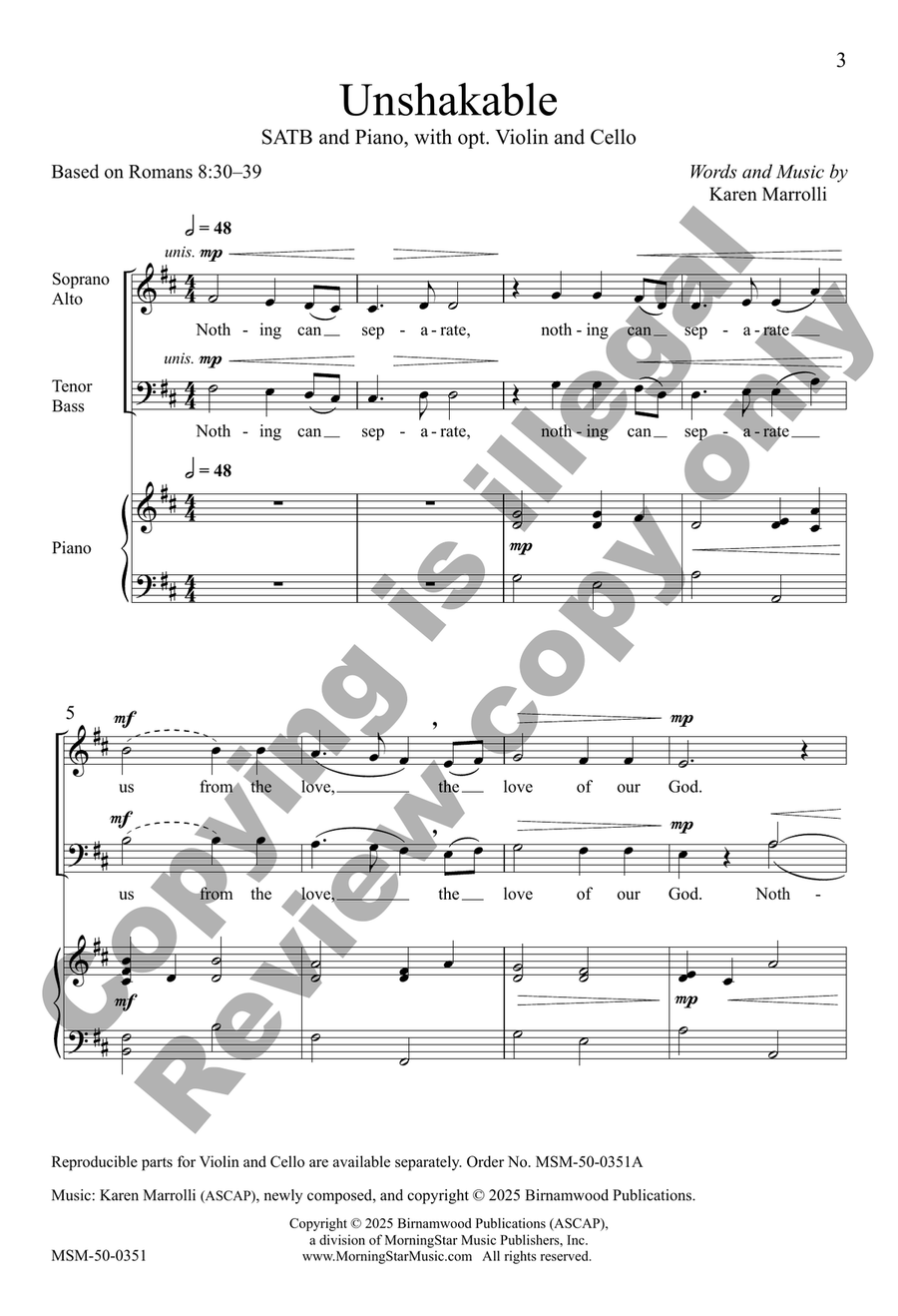 Unshakable (Choral Score) 4-Part scores gallery preview page 2