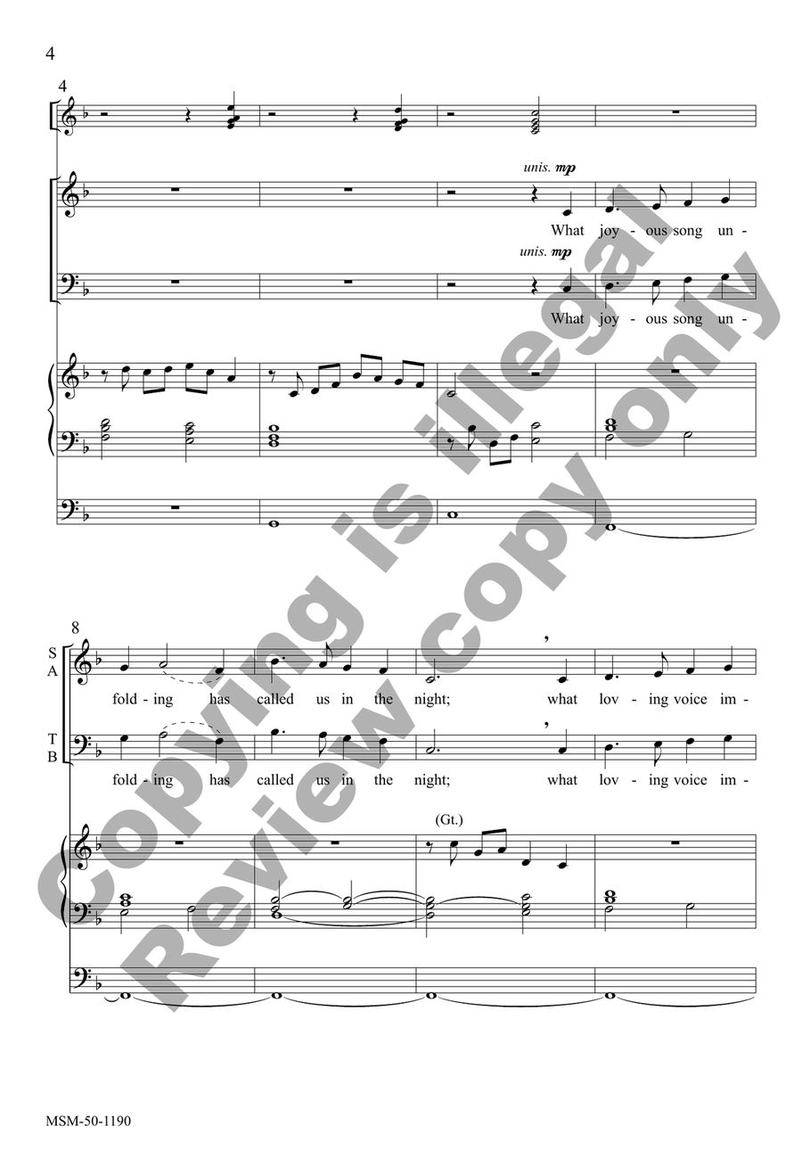 What Joyous Song Unfolding (Choral Score) 4-Part scores gallery preview page 3