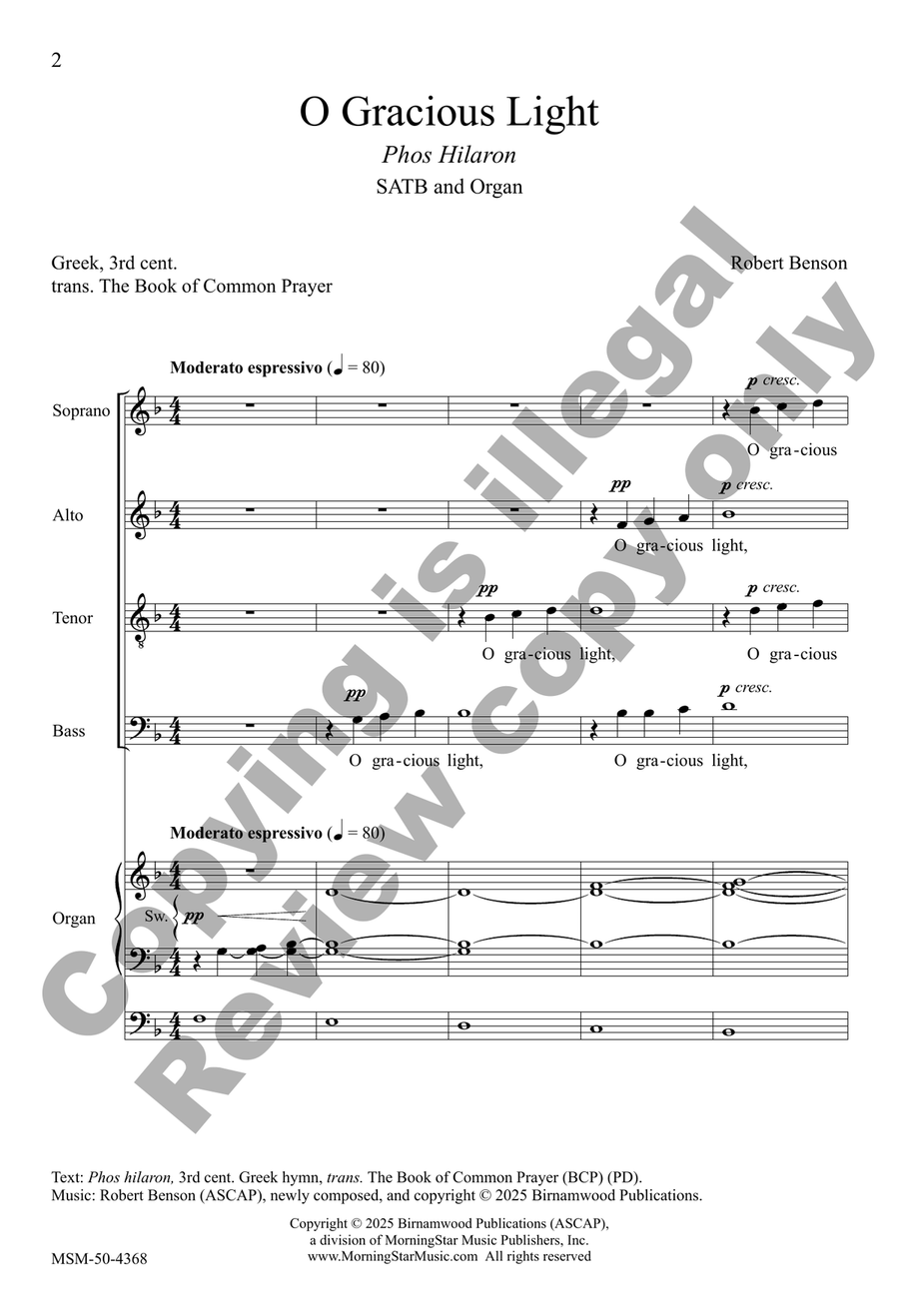 O Gracious Light O Gracious Light 4-Part scores gallery preview page 2