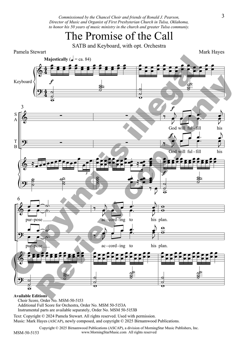 The Promise of the Call (Choral Score) 4-Part scores gallery preview page 3