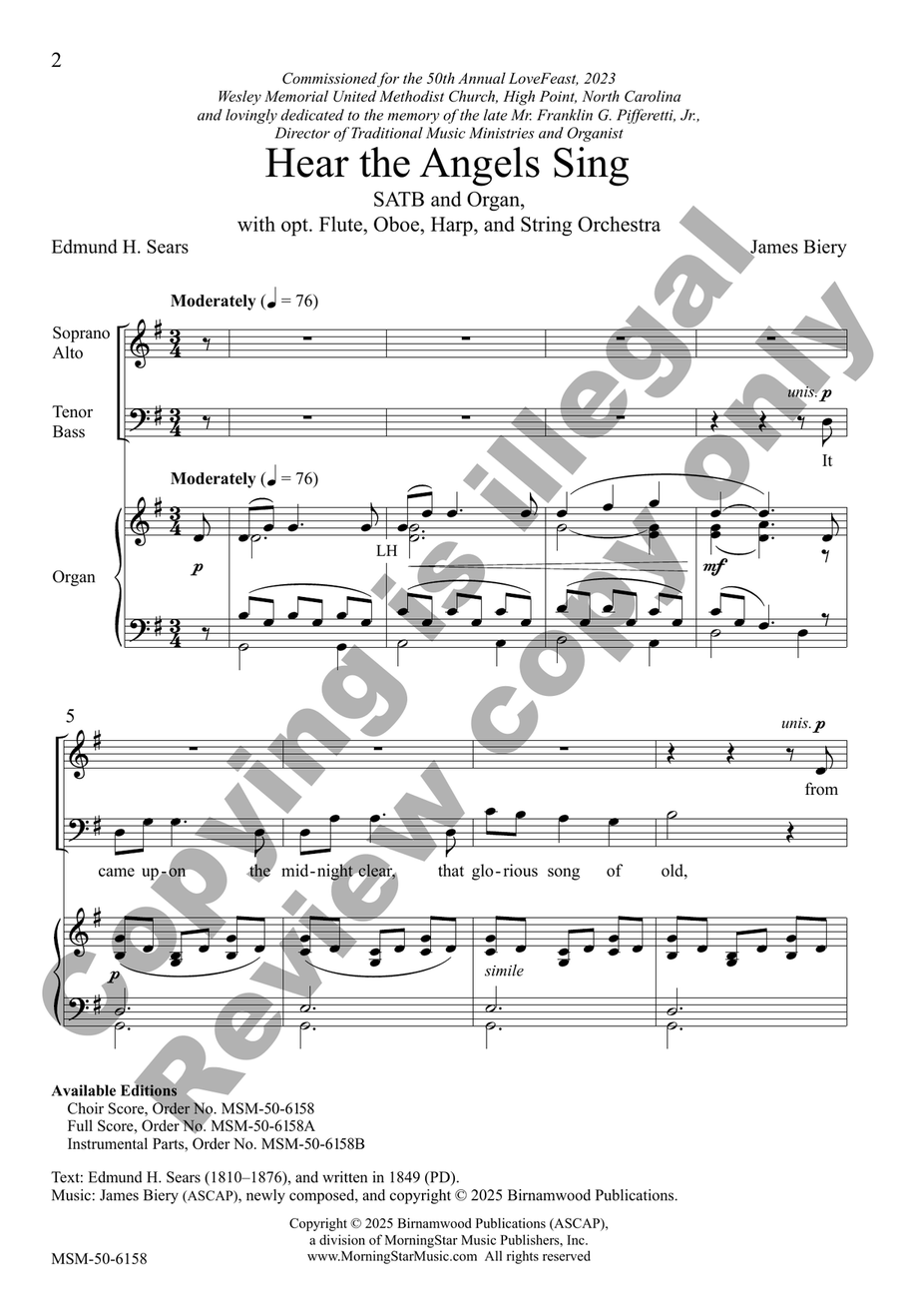 Hear the Angels Sing (Choral Score) 4-Part scores gallery preview page 2
