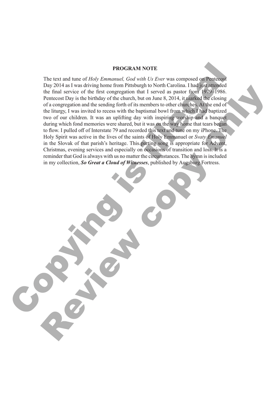 Holy Emmanuel, God with Us Ever (Choral Score) 4-Part scores gallery preview page 2