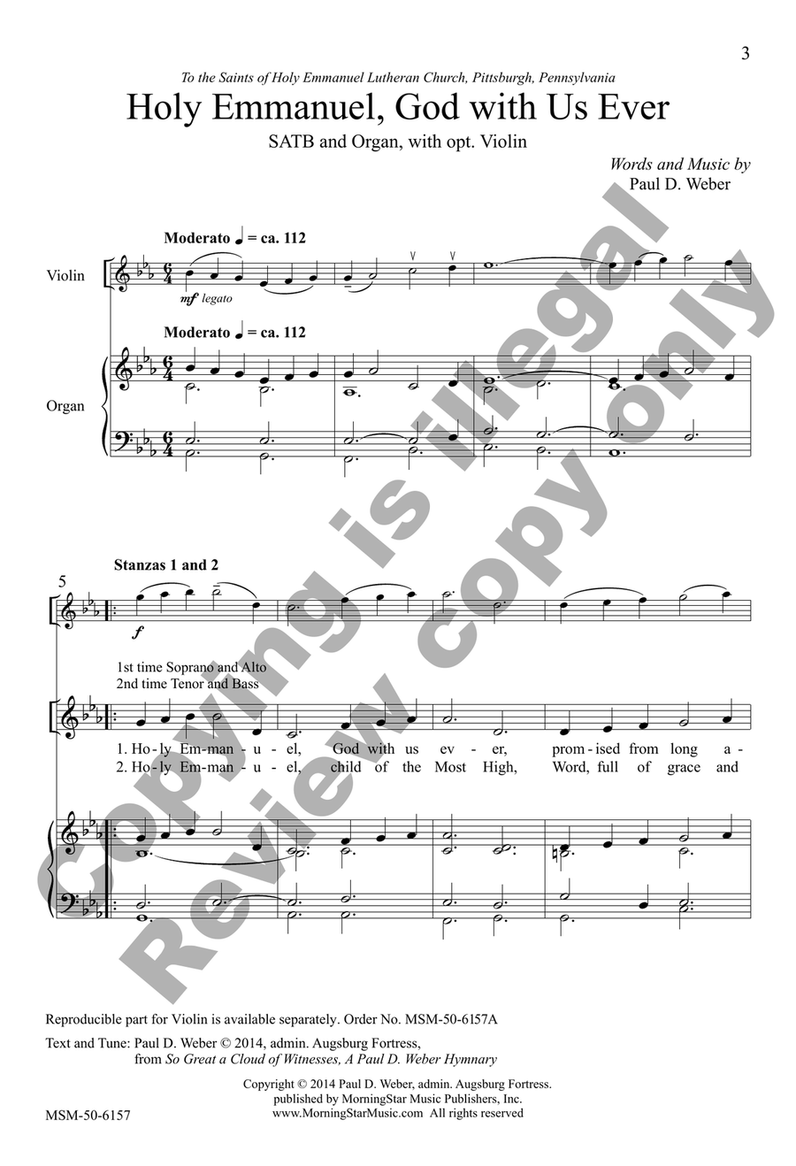 Holy Emmanuel, God with Us Ever (Choral Score) 4-Part scores gallery preview page 3