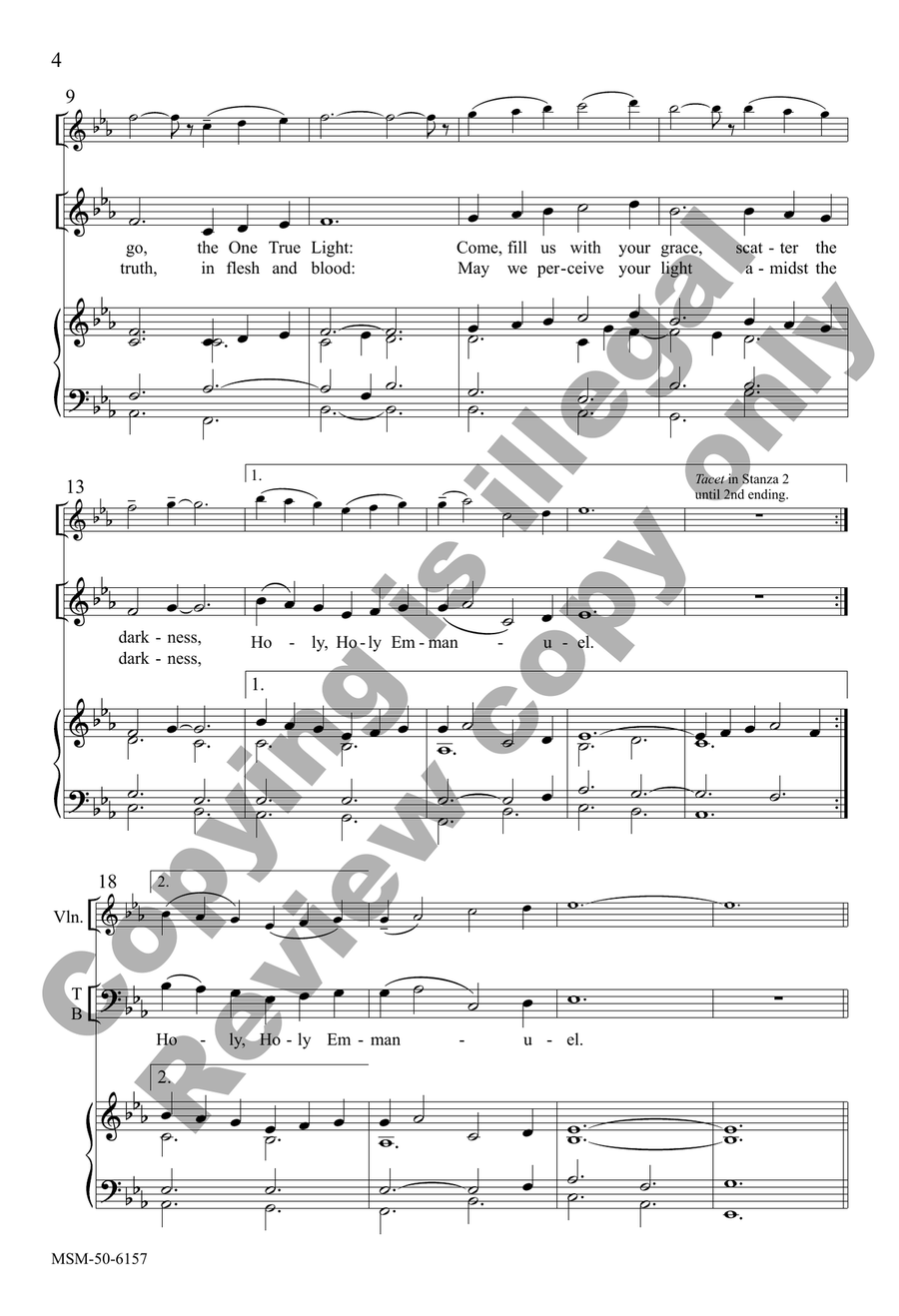 Holy Emmanuel, God with Us Ever (Choral Score) 4-Part scores gallery preview page 4