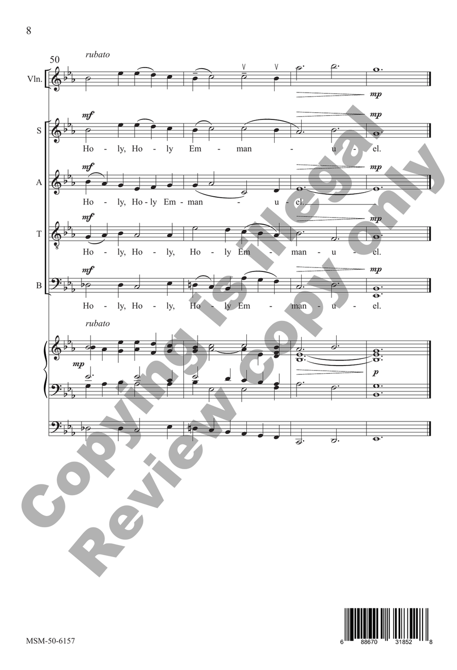 Holy Emmanuel, God with Us Ever (Choral Score) 4-Part scores gallery preview page 8