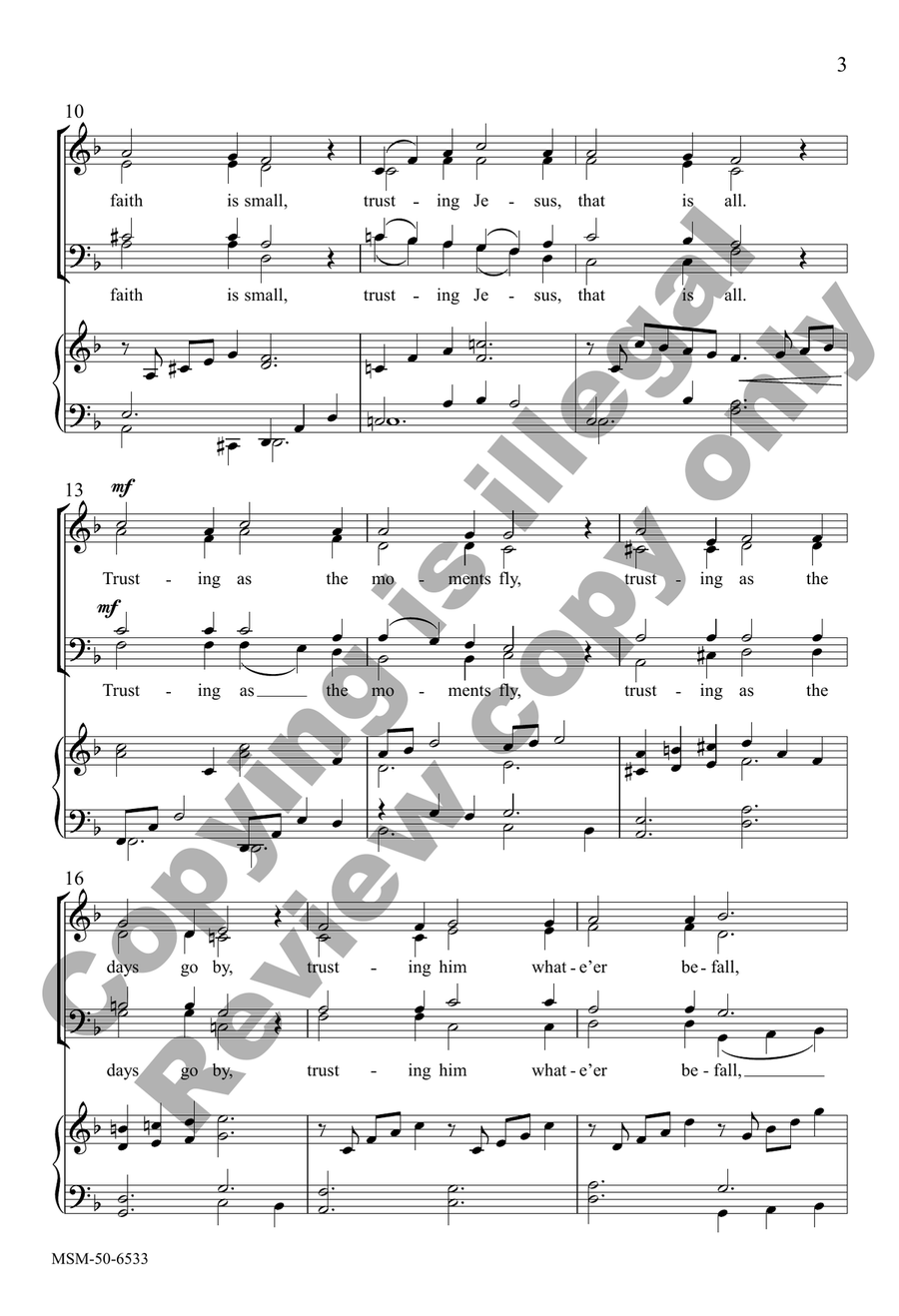 Simply Trusting (Choral Score) by Earlene Rentz 4-Part - Sheet Music page 3