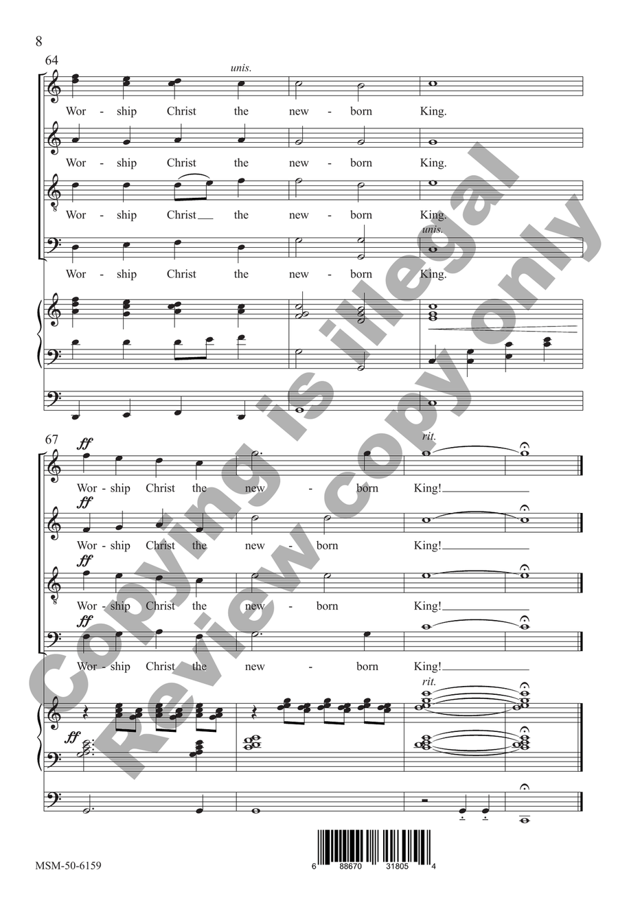 Angels from the Realms of Glory (Choral Score) 4-Part scores gallery preview page 8