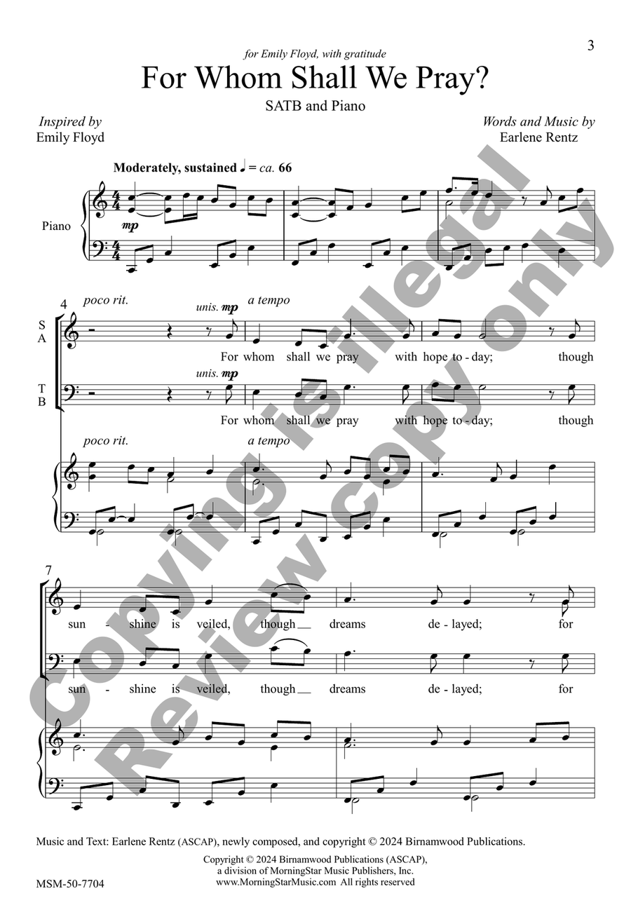 For Whom Shall We Pray? For Whom Shall We Pray? 4-Part scores gallery preview page 2