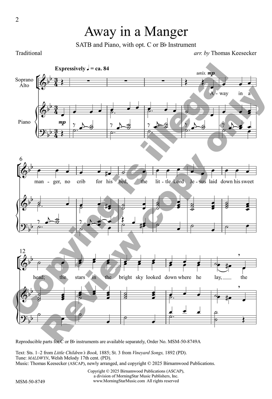 Away in a Manger (Choral Score) 4-Part scores gallery preview page 2