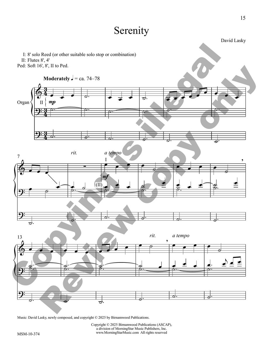 Five Lyrical Pieces for Organ Organ Solo scores gallery preview page 6