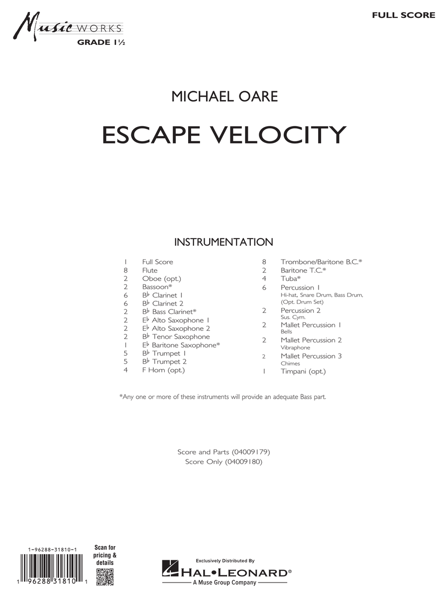 Escape Velocity - Conductor Score (Full Score) Concert Band scores gallery preview page 1